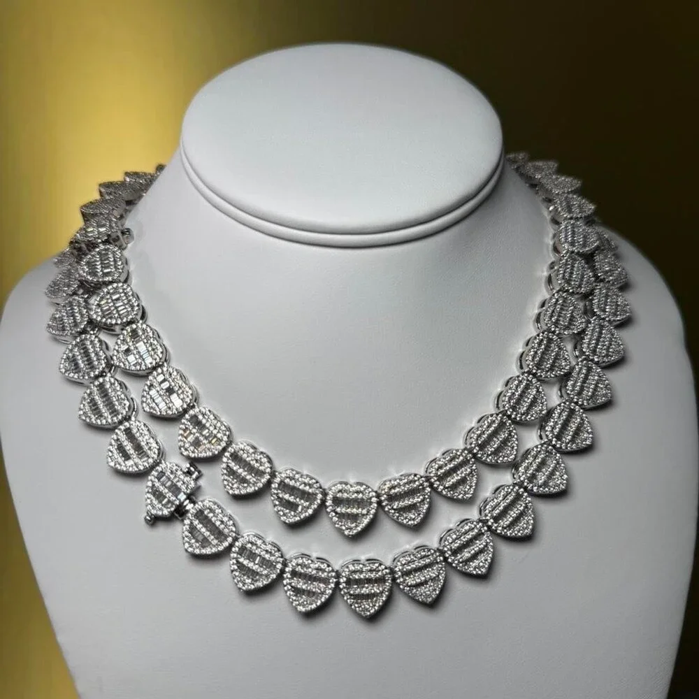 Iced Out Heart Necklace 16 Inch 4 Ea 4